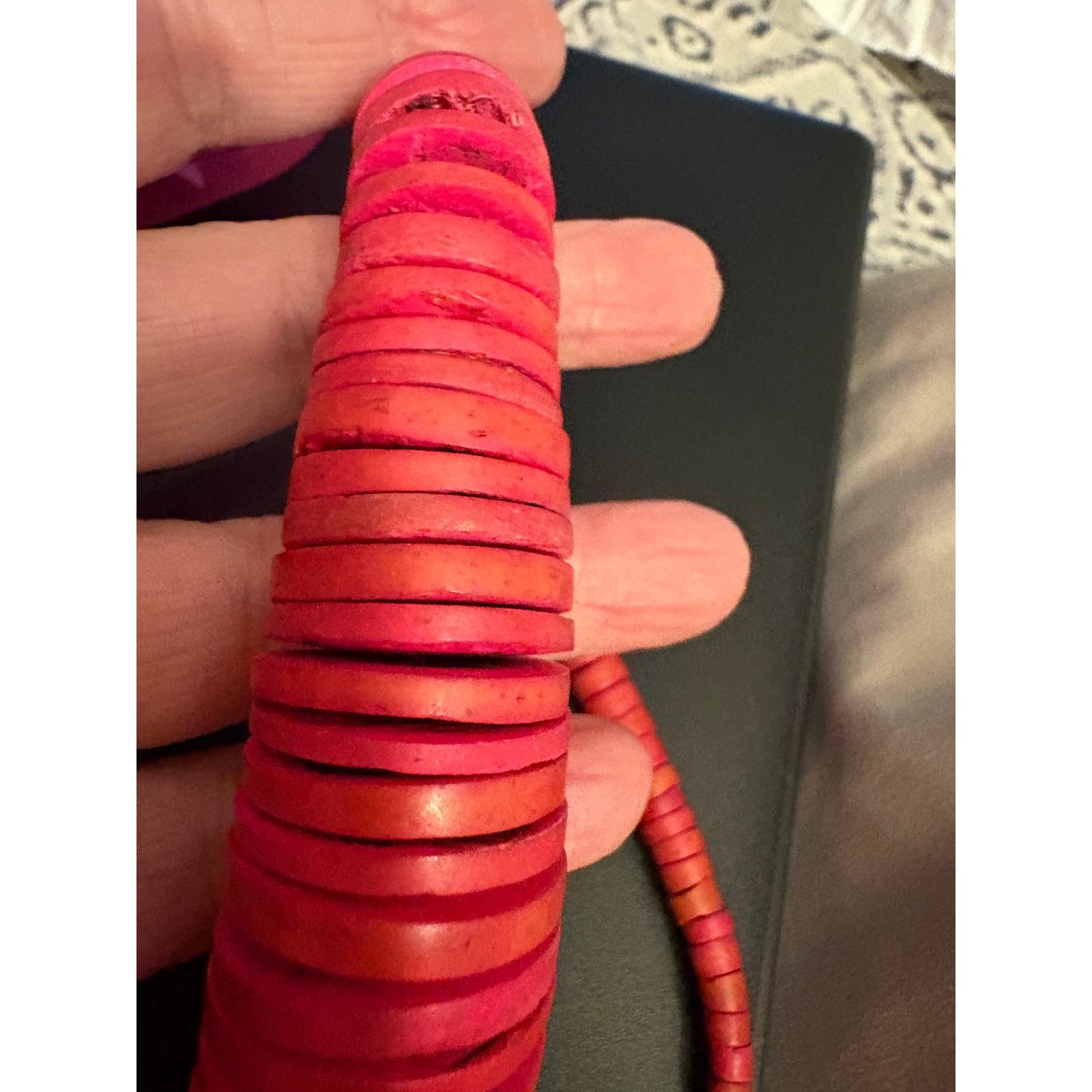 Other Vintage Red Wood Disc Necklace Bold Statement 16 Inch Size ONE SIZE - 10 Thumbnail