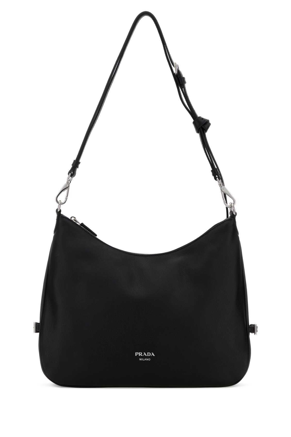 Prada Black Leather Large Prada Fold Shopping Bag Size ONE SIZE - 1 Thumbnail