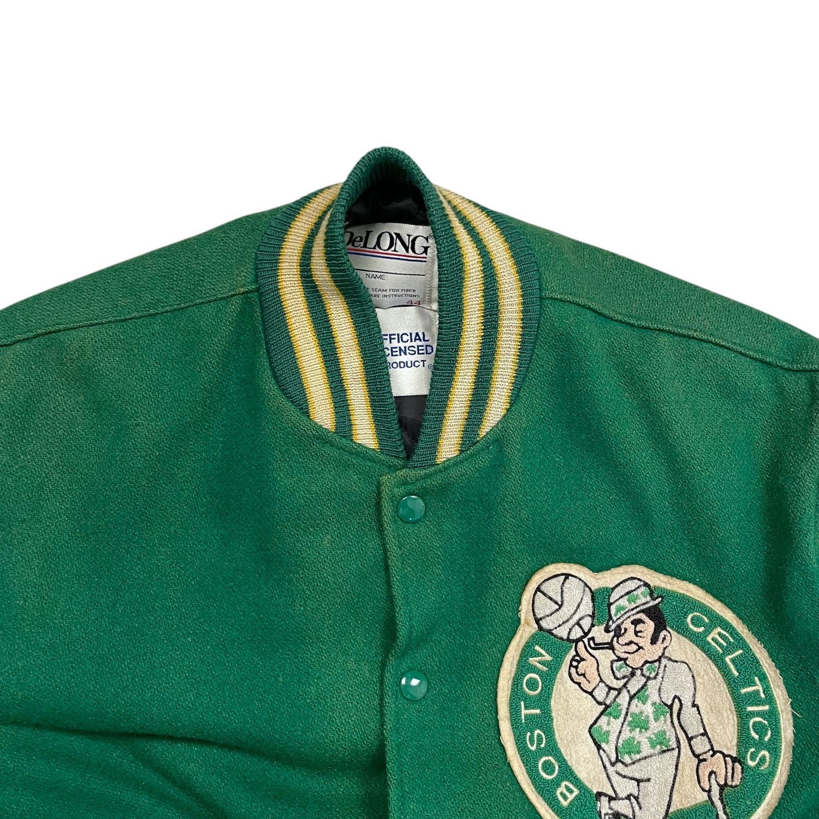 NBA VTG 90s BOSTON CELTICS DELONG VARSITY WOOL LEATHER JACKET 44 Size US L / EU 52-54 / 3 - 11 Thumbnail