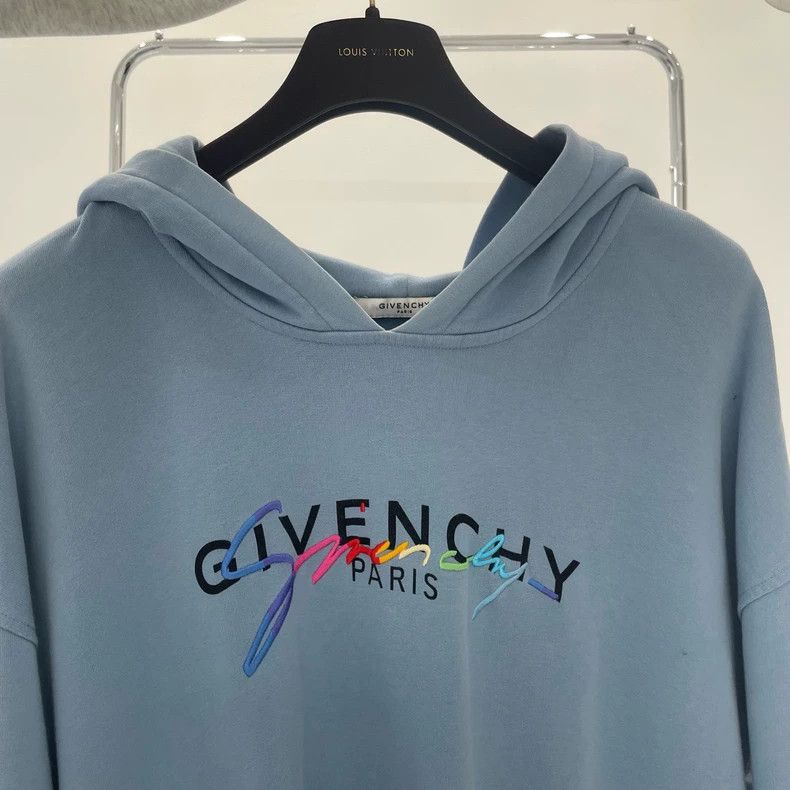 Givenchy Givenchy Chest Logo Haze Blue Printed Embroidered Hoodie Size US L / EU 52-54 / 3 - 3 Thumbnail