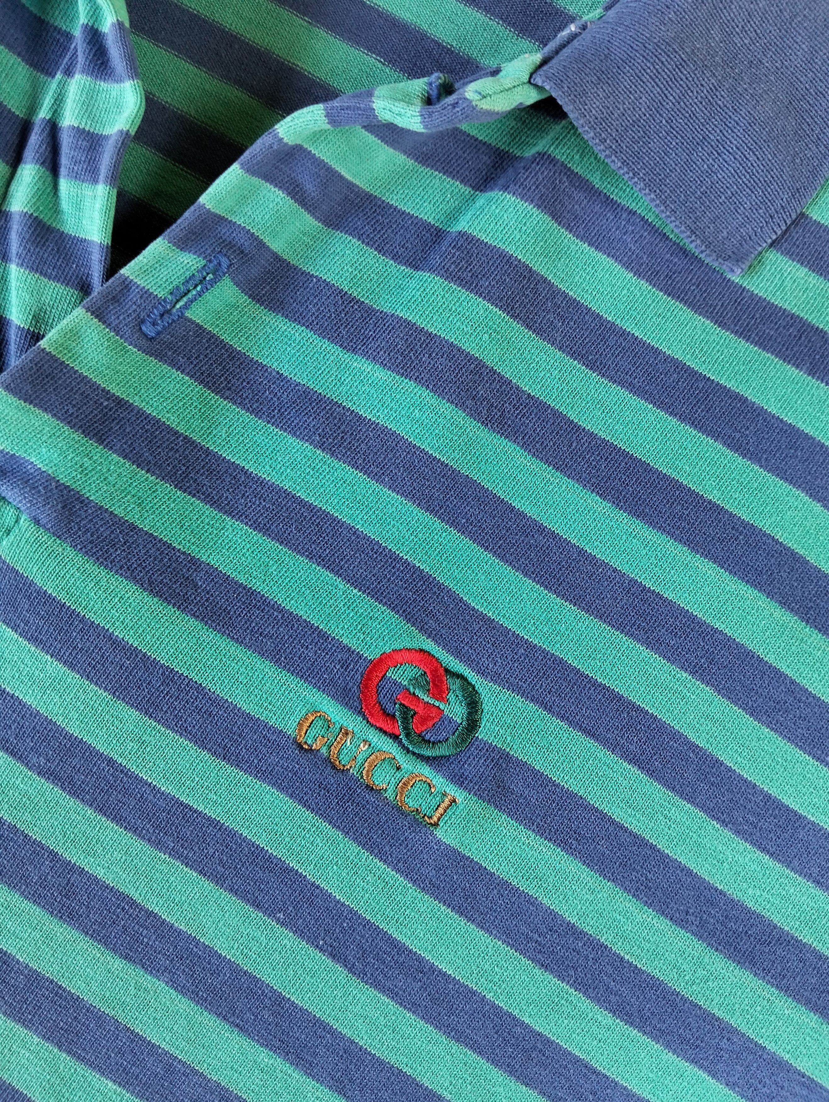Gucci Vintage Gucci Striped Logo Polo Shirt Size US S / EU 44-46 / 1 - 3 Thumbnail