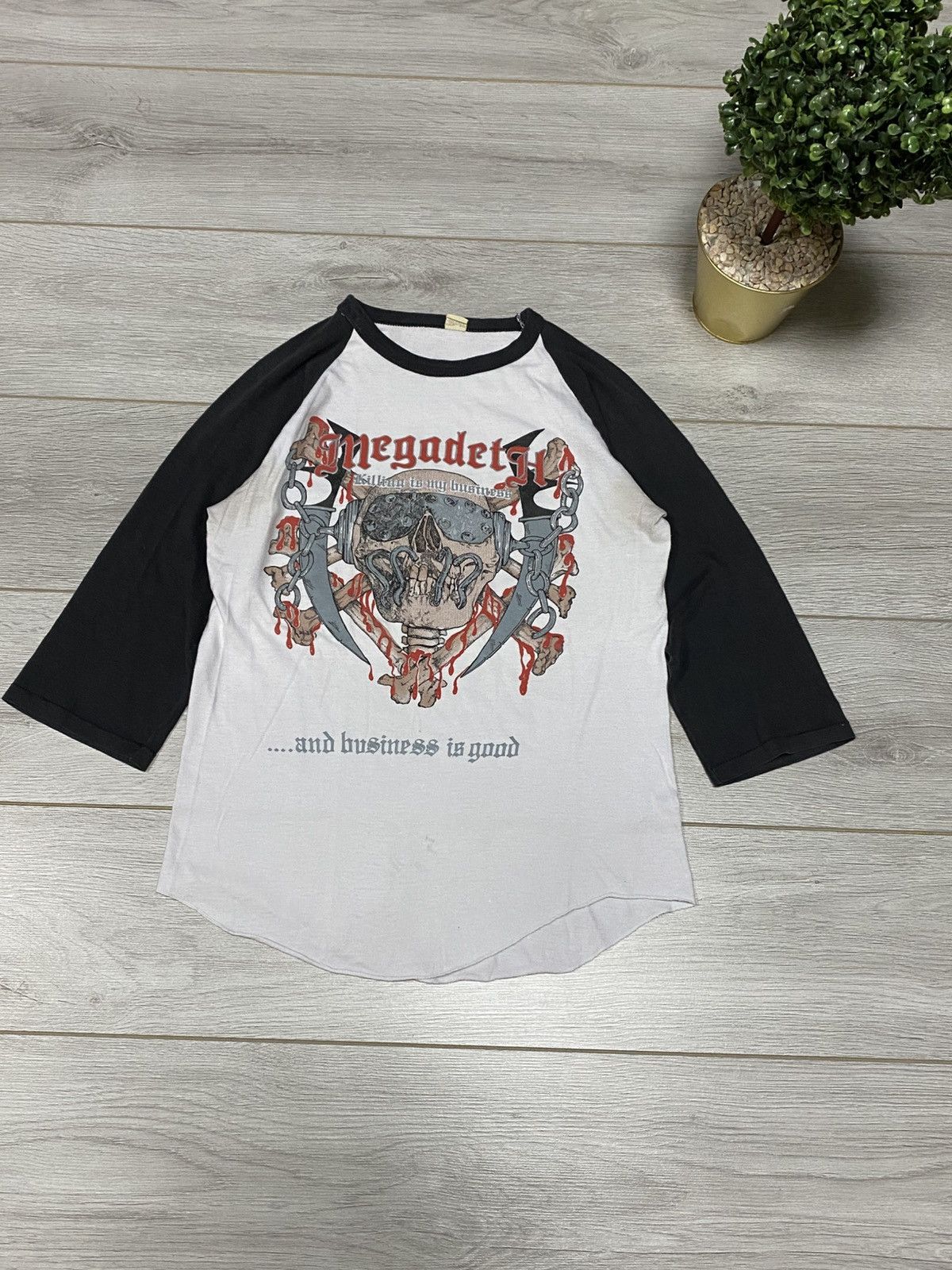 Vintage Megadeth 1984-1986 screen vintage baseball shirt long sleeve Size US M / EU 48-50 / 2 - 5 Thumbnail