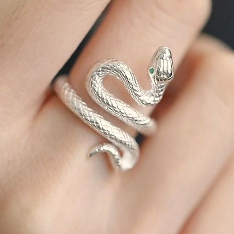 Jewelry Snake Retro Jewelry Rings Open Size Chrome Ring (Size 7-13) Size ONE SIZE - 2 Thumbnail