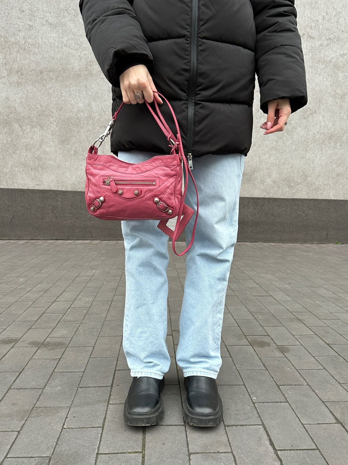 Balenciaga Giant Hip Shoulder Crossbody Pink Leather Bag, Women's