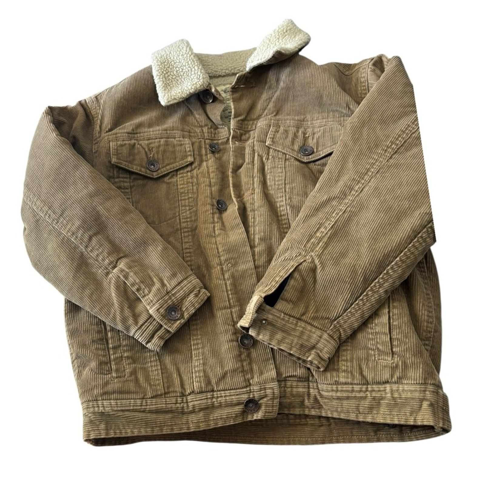 Old Navy Y2K Old Navy Trucker Corduroy Jacket w/ Cream Sherpa Collar Size M / US 6-8 / IT 42-44 - 1 Thumbnail