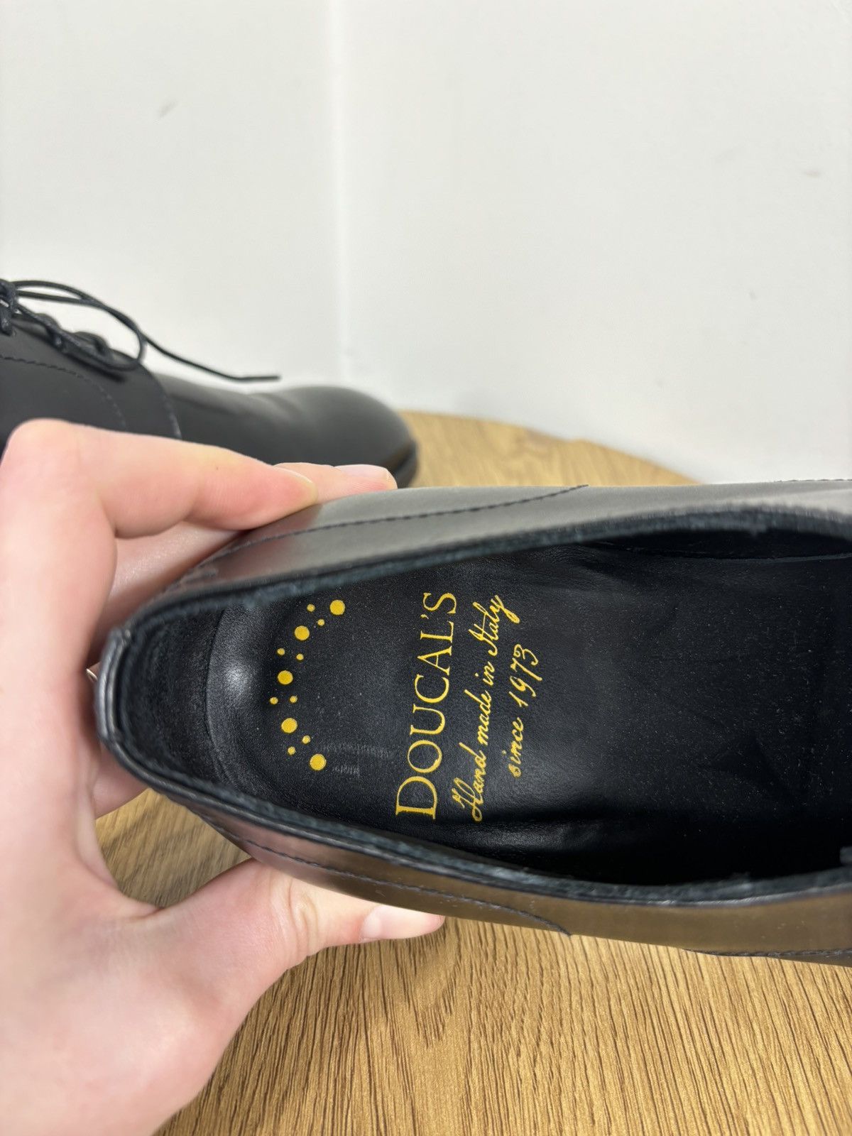 Doucal's Doucal’s Men’s Italian Handmade Black Leather Derby Shoes Size US 7.5 / EU 40-41 - 16 Thumbnail