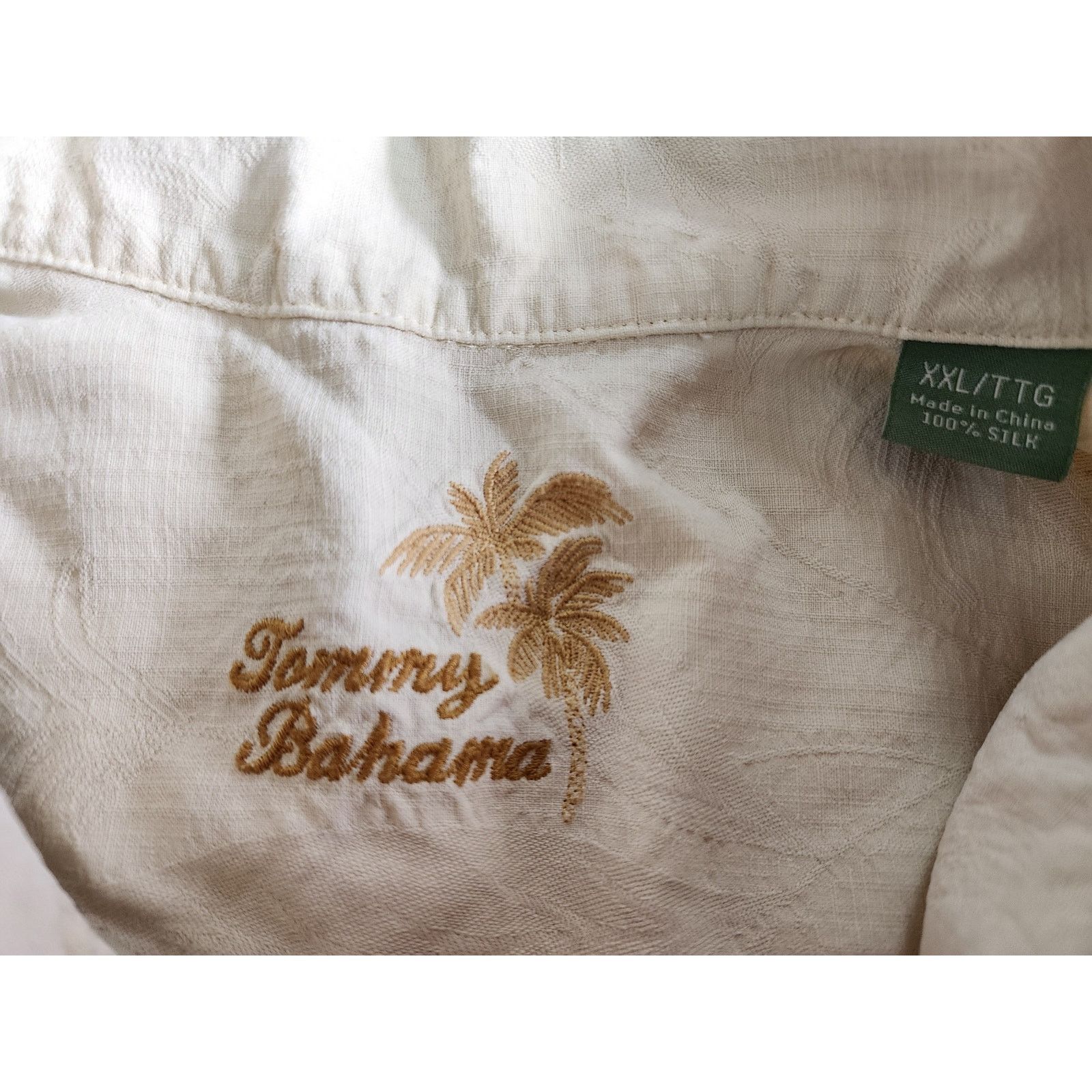 Tommy Bahama Tommy Bahama 100% Silk Textured Cream Size XXL Palm Leaf Size US XXL / EU 58 / 5 - 3 Thumbnail