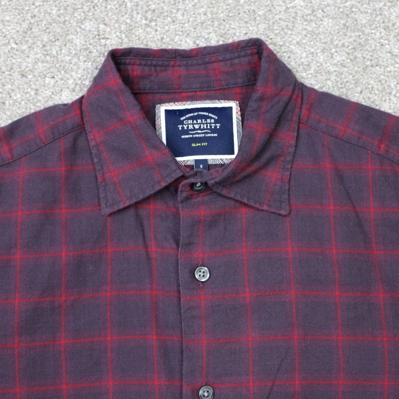 Charles Tyrwhitt Charles Tyrwhitt Shirt Mens Large Purple/Red Slim Fit Cotton/Lyocell Long Sleeve Button-Up Shirt Size US L / EU 52-54 / 3 - 4 Thumbnail