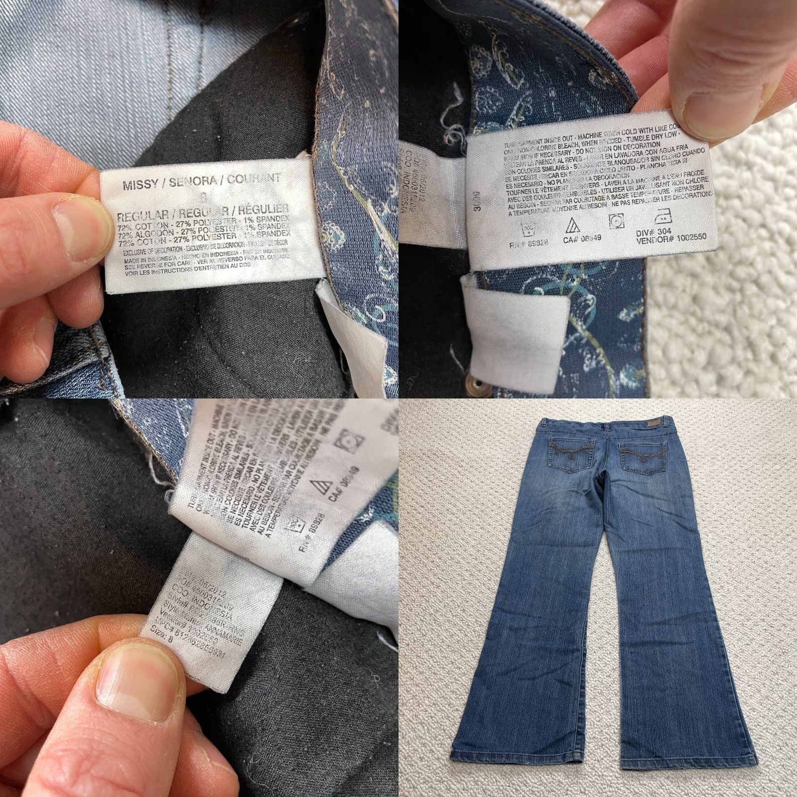 Vintage BandolinoBlu Jeans Womens 8 Blue Denim Dark Wash Bootcut Missy Mid Rise 35x31 Jeans Size 30" / US 8 / IT 44 - 9 Thumbnail