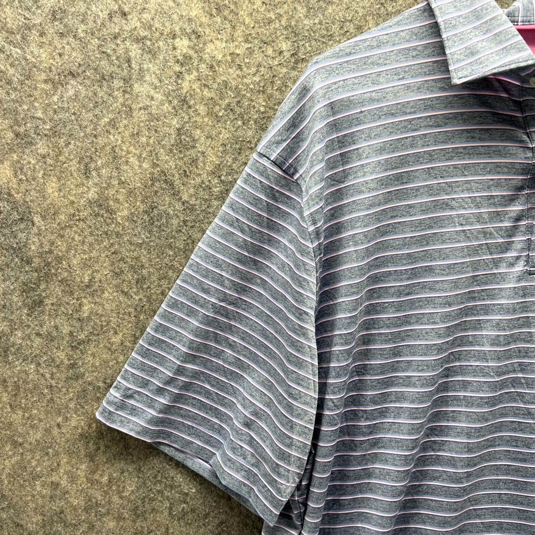 johnnie-O johnnie-O Polo Shirt Men XL Gray Striped Casual Polyester Logo Golf Stretch Shirt Size US XL / EU 56 / 4 - 3 Thumbnail