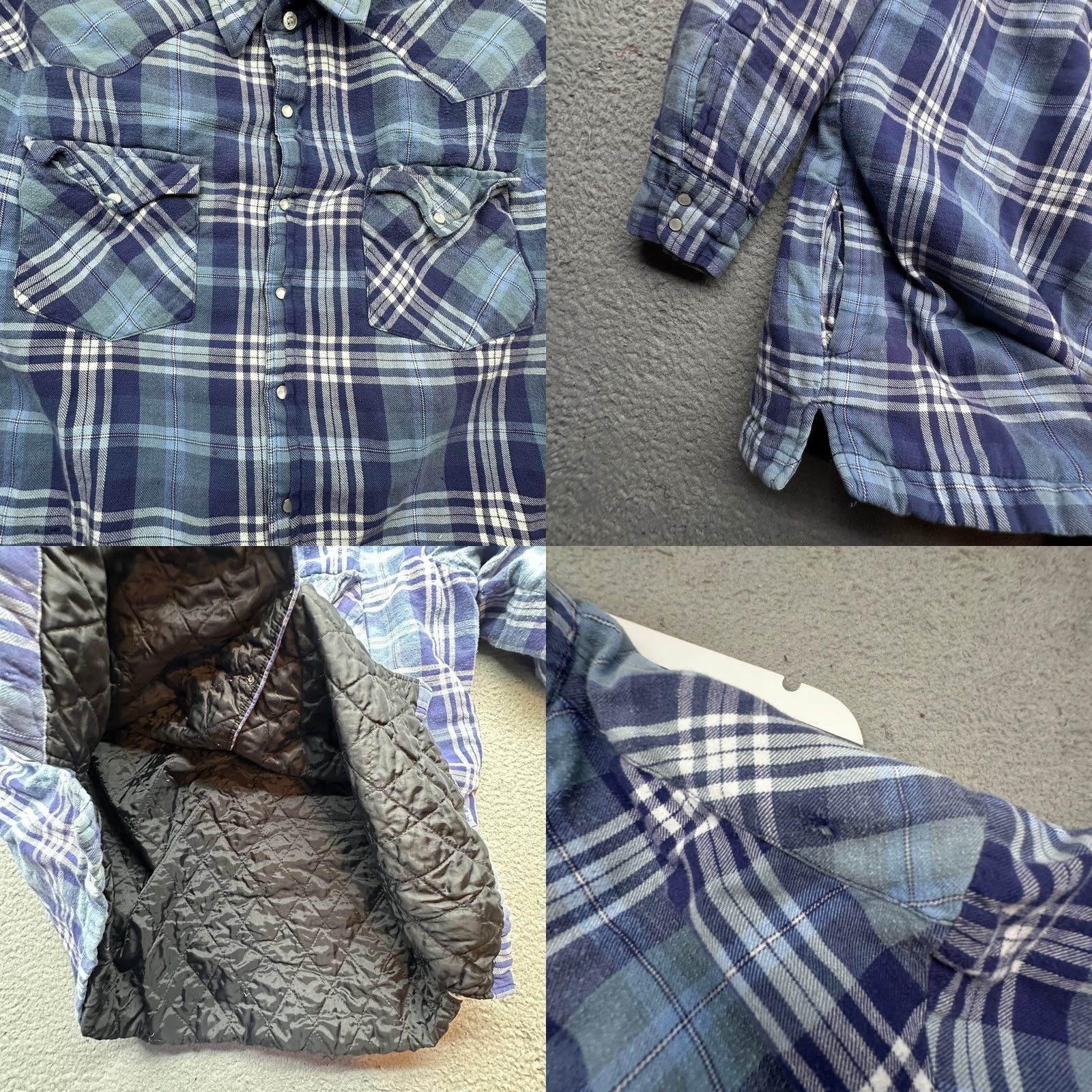 Vintage VINTAGE Big Mac Shirt Plaid 2XLT Long Sleeve Pearl Snap Quilted Lined Knit Cotton Nylon Polyester Men Blue 90s Shirt Mens Size US XXL / EU 58 / 5 - 8 Thumbnail
