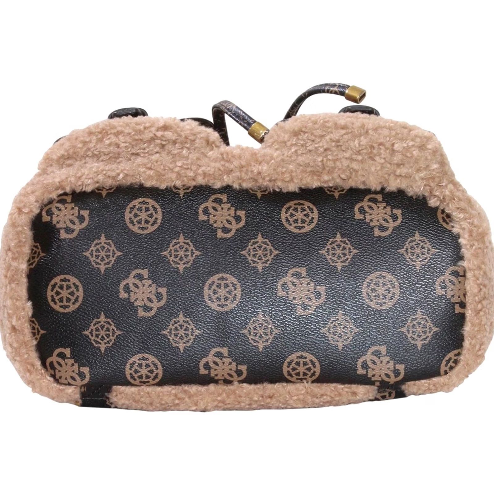 Guess Guess Women's No-Limit Flap Backpack Faux Fur Bag Mocha Multi Size ONE SIZE - 3 Thumbnail