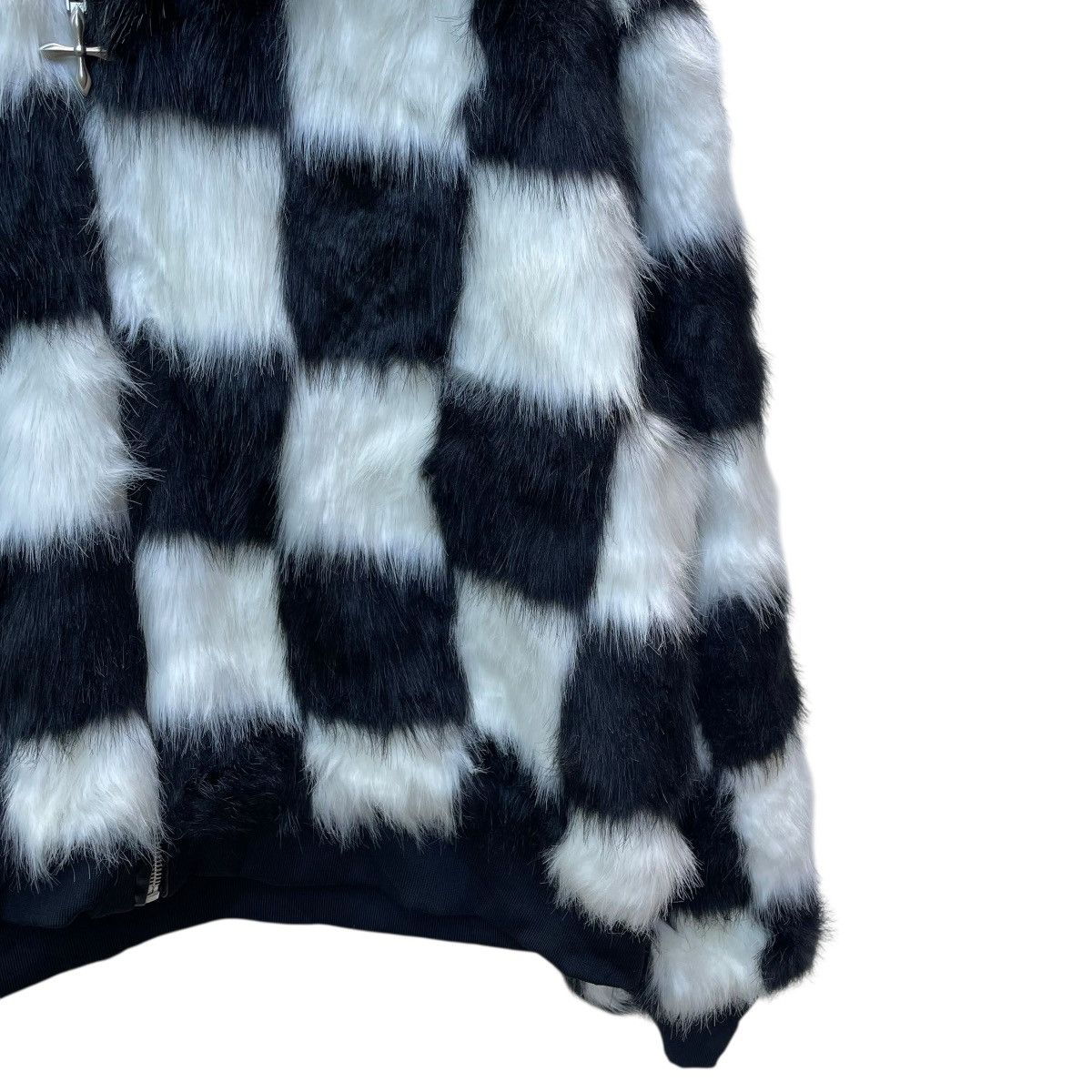 MR & MRS ITALY × Sagafurs × Vintage 💥Vintage CBVFM Faux Fur Black And White Checked Jacket Size M / US 6-8 / IT 42-44 - 5 Thumbnail