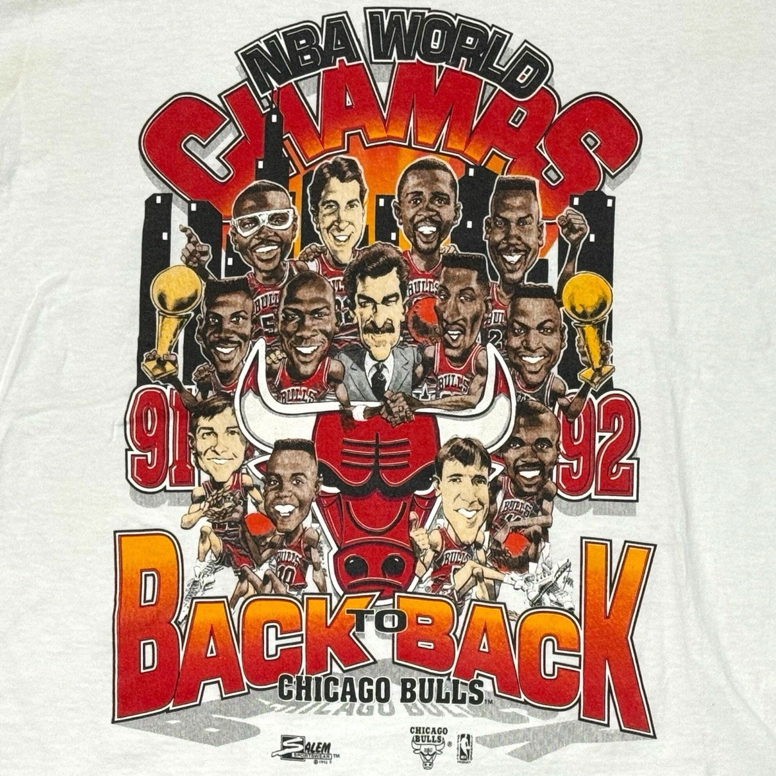 Salem Sportswear VTG Chicago Bulls T-Shirt 1992 Back To Back Champs Salem Size US XL / EU 56 / 4 - 2 Thumbnail