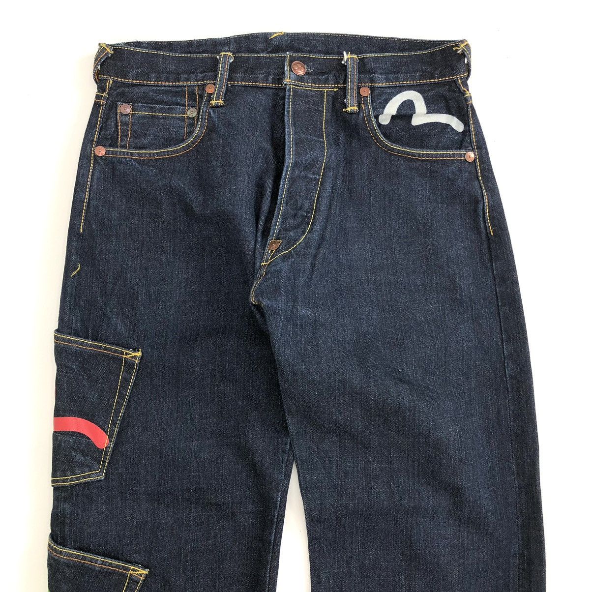Evisu Rare🔥 Y2K Evisu Daicock Multi Pocket Selvedge Denim Jeans Size US 30 / EU 46 - 17 Thumbnail