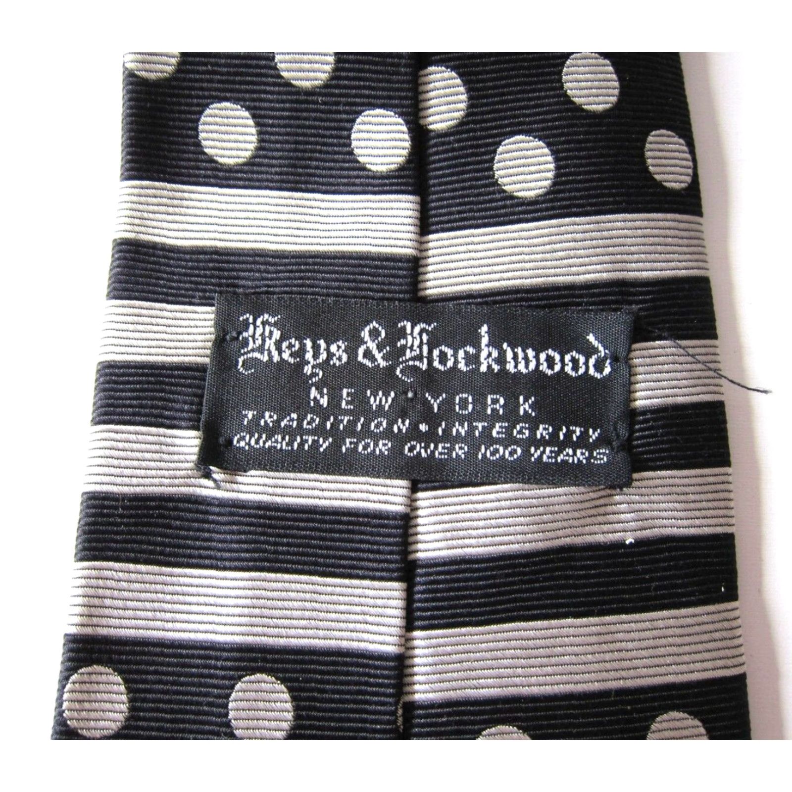 Vintage VINTAGE Keys & Lockwood Made in USA 100% Silk Silver Black Polka Dot Abstract Tie Size ONE SIZE - 4 Thumbnail
