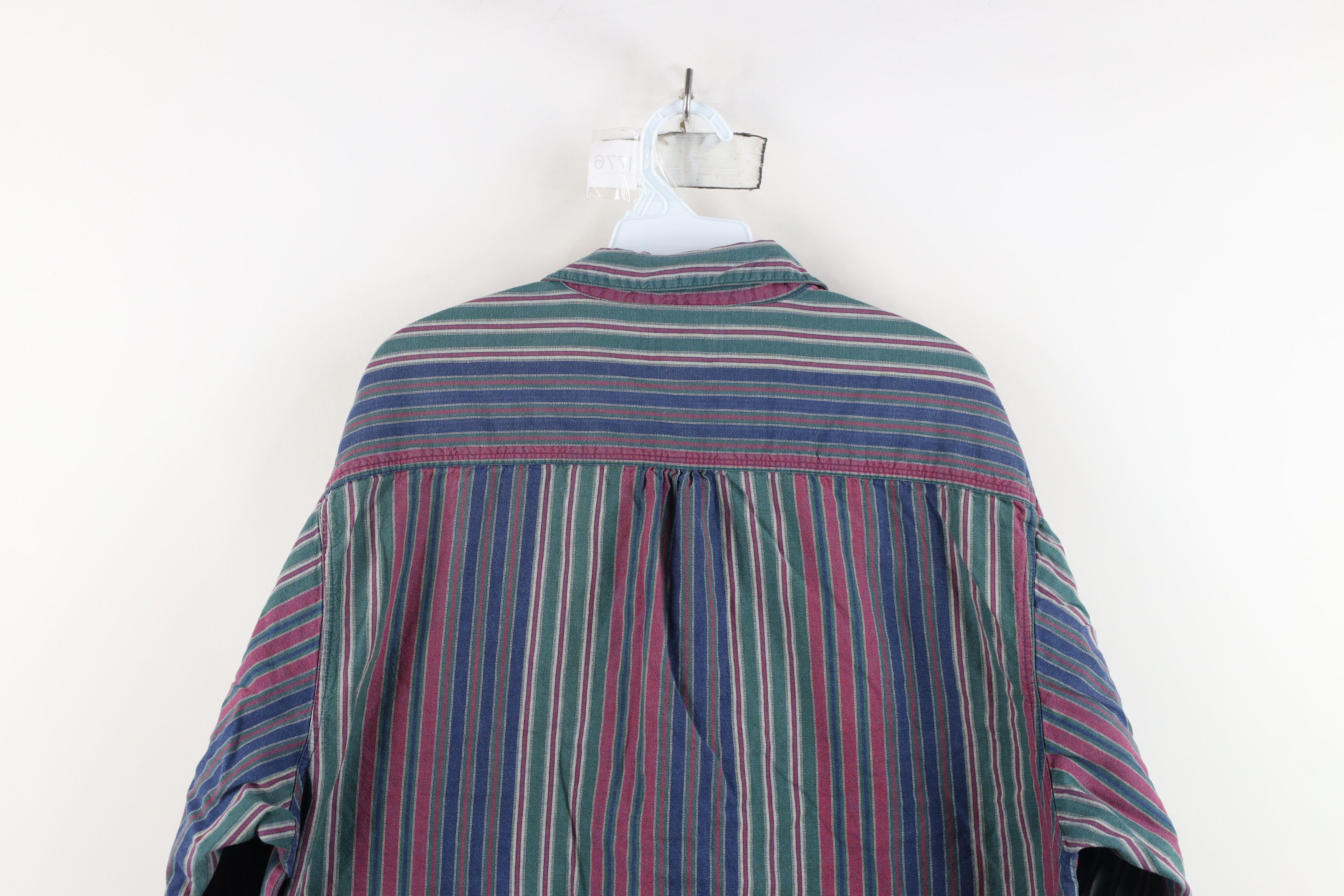Vintage Vintage 90s Streetwear Striped Collared Button Shirt Size L / US 10 / IT 46 - 12 Thumbnail
