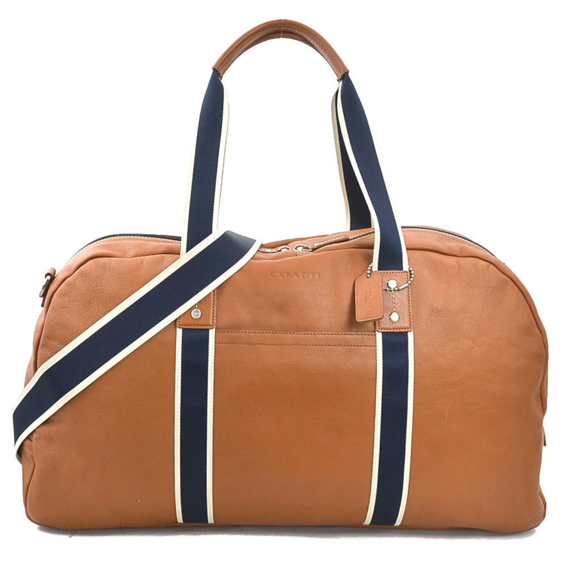 Coach Coach Boston bag handbag leather brown x navy white men's 55897k Size ONE SIZE - 1 Thumbnail