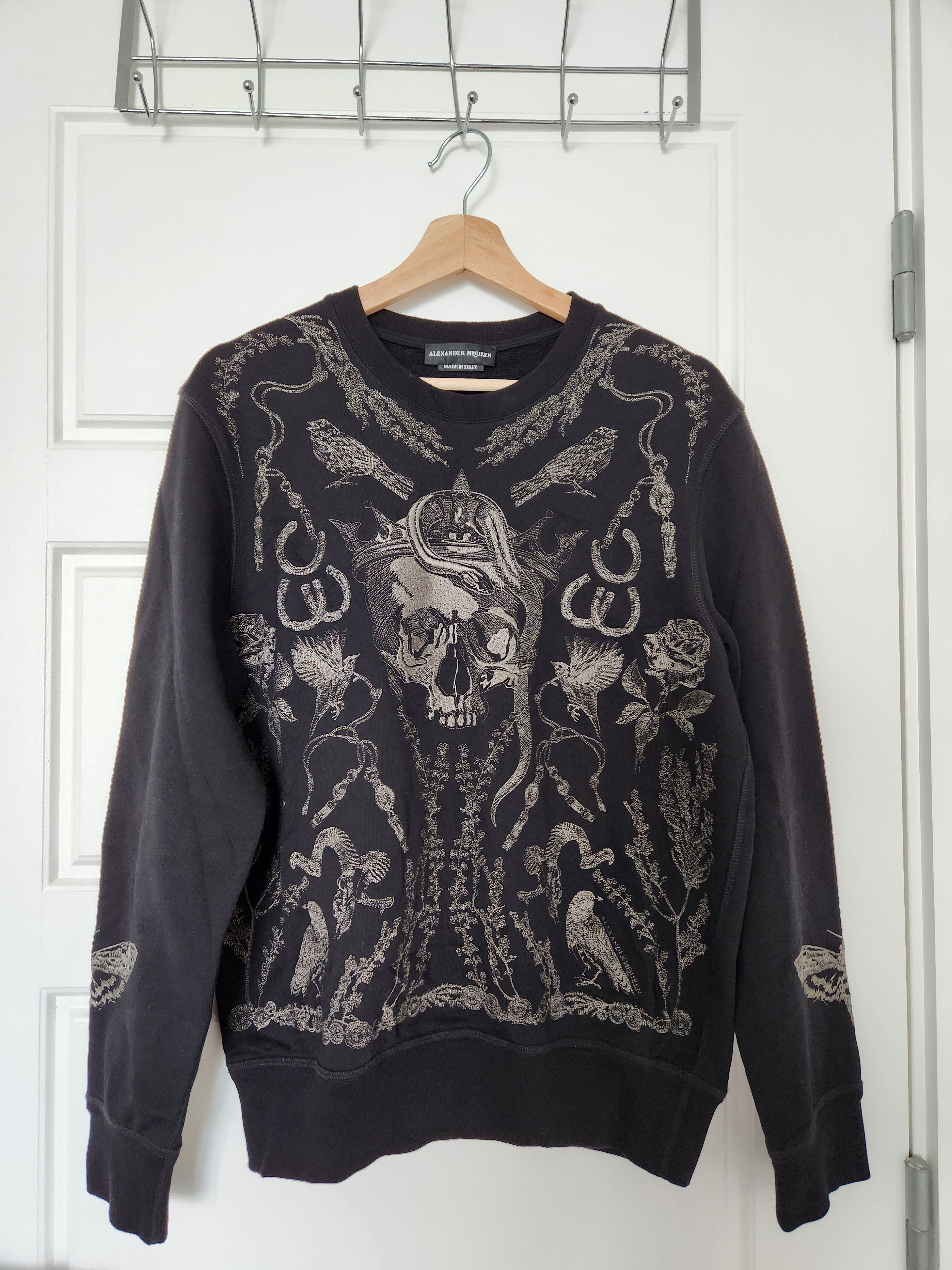 image of Alexander Mcqueen Embroidery Skull Sweatshirt in Black, Men's (Size XS)