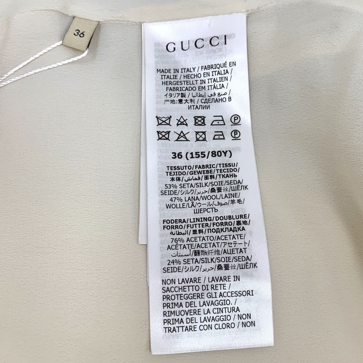 Gucci Gucci Off-white Pleated Silk Short Sleeve Dress K26WX Size XS / US 0-2 / IT 36-38 - 6 Thumbnail