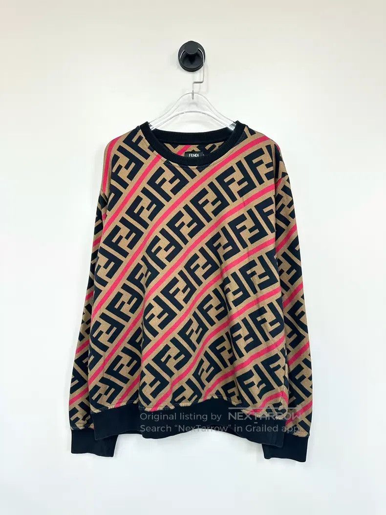 Fendi Fendi Brown Classic Full Print Logo Long Sleeve Sweatshirt Size US XL / EU 56 / 4 - 1 Thumbnail