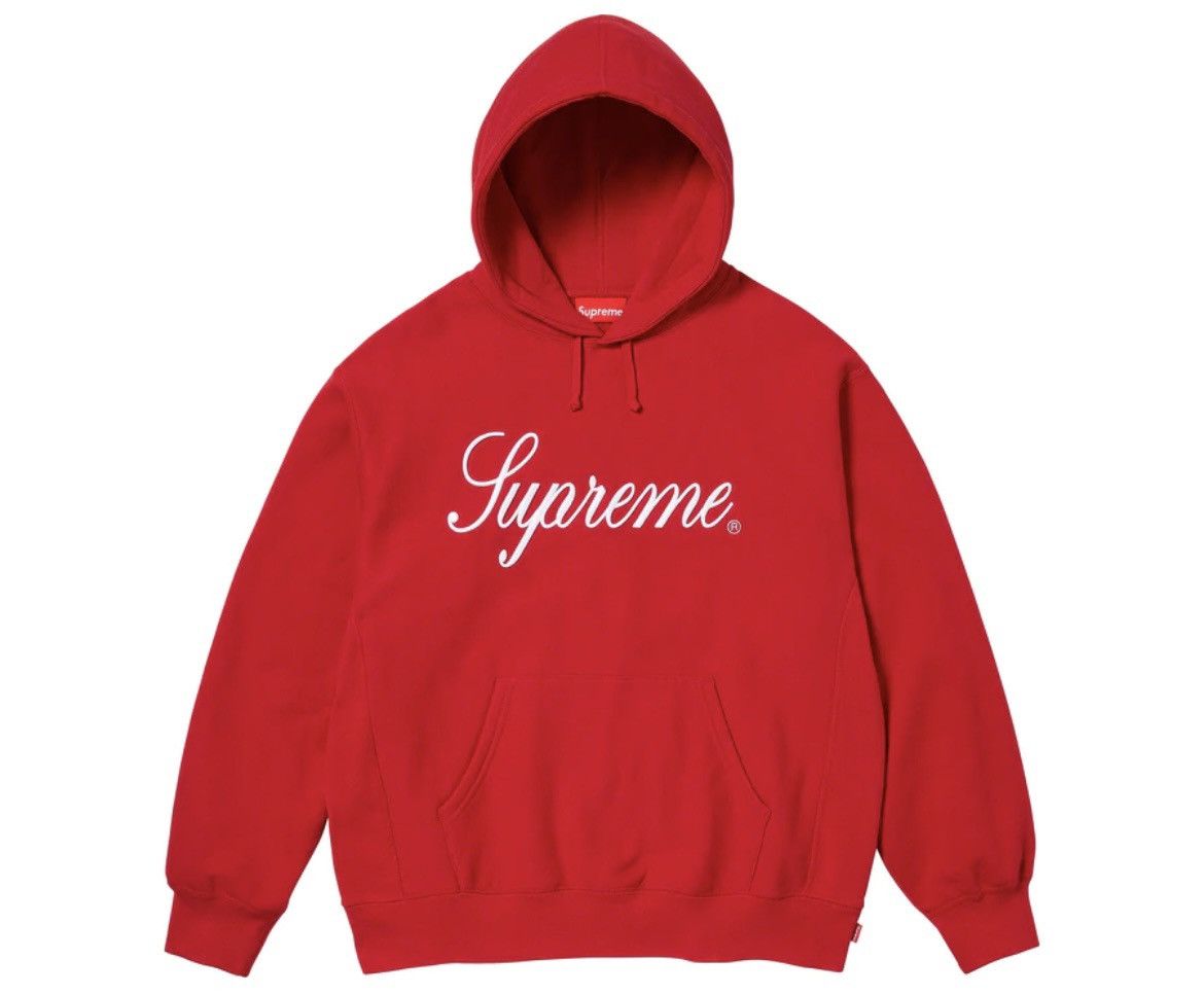Supreme Supreme Raised Script Hooded Sweatshirt – FW23 (Red) – XL Size US XL / EU 56 / 4 - 15 Thumbnail