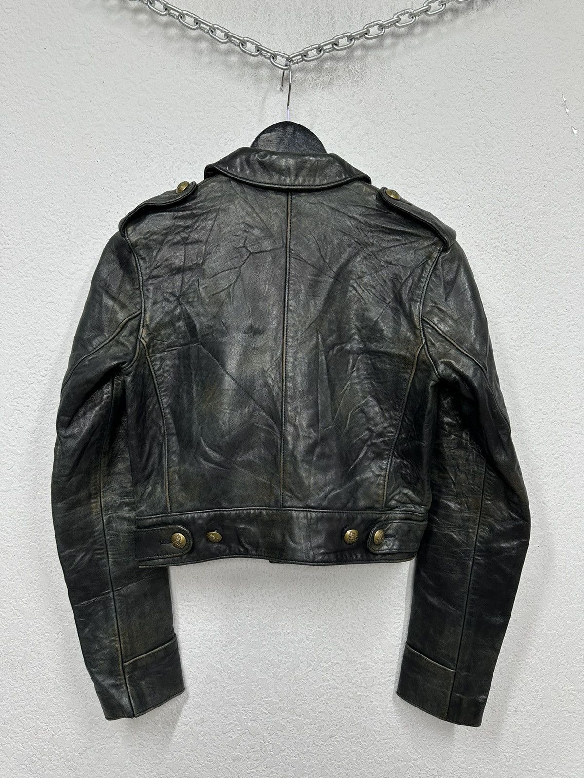 Polo Ralph Lauren Vintage Leather Jacket Polo Ralph Lauren Cropped Faded Rare Size S / US 4 / IT 40 - 12 Thumbnail
