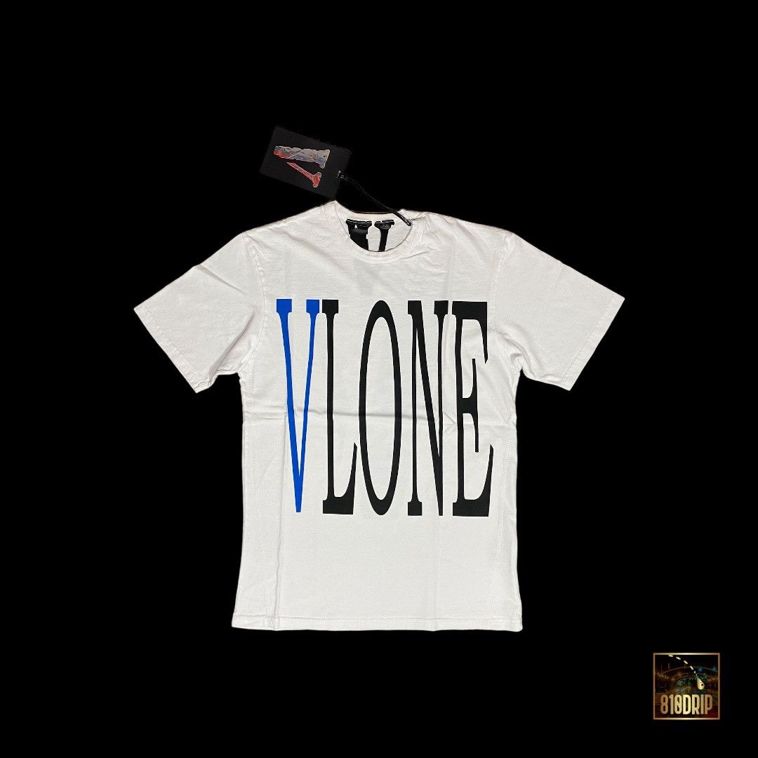 image of Vlone Blue Staple Tee White (S), Men's (Size Small)