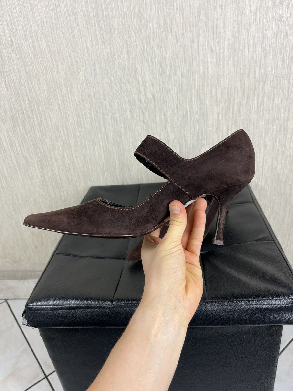 Escada Vintage Escada suede velvet pumps heels shoes avant garde Size US 9.5 / IT 39.5 - 8 Thumbnail