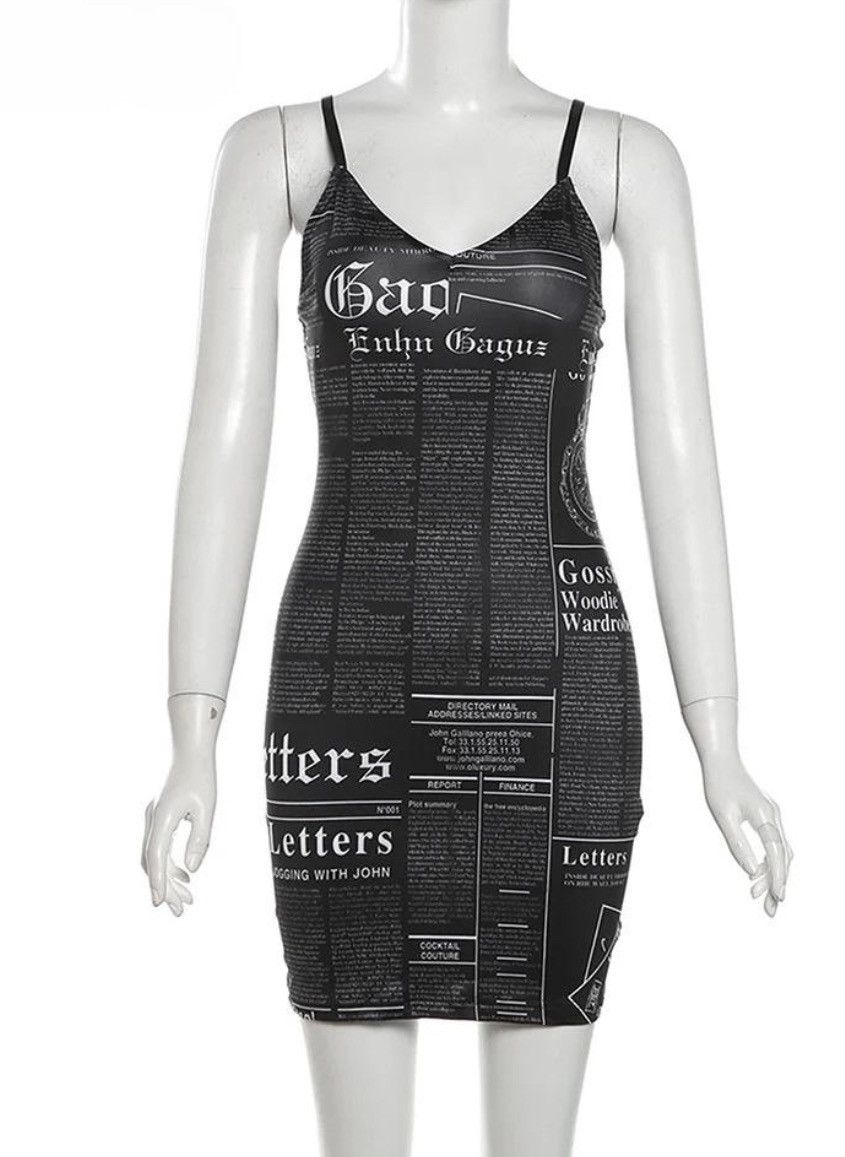 Vintage Spaghetti Strap Body-Shaping Mini Dress Size L / US 10 / IT 46 - 2 Thumbnail