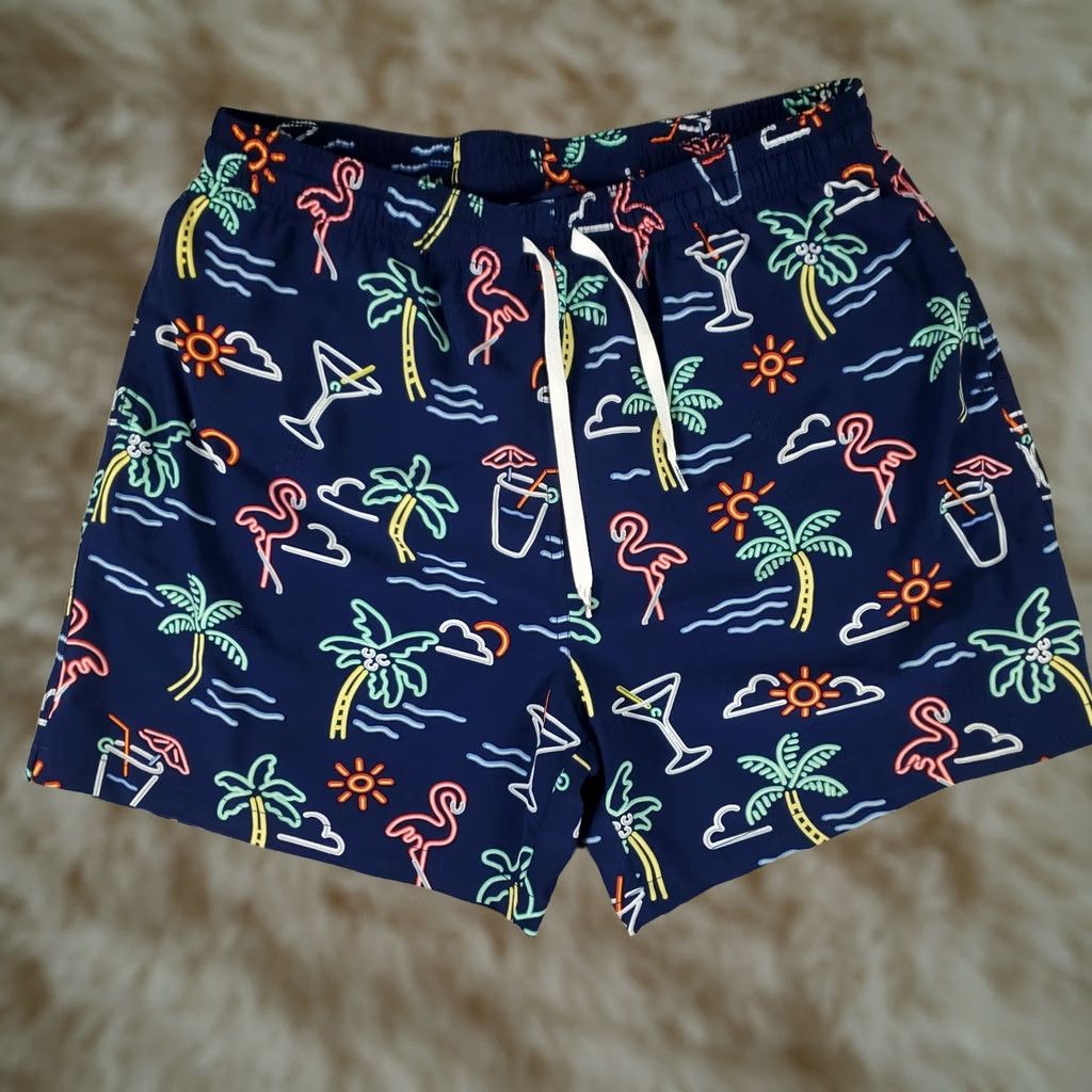Chubbies Chubbies Shorts Mens XL Navy Blue Beach Board Shorts Swim Trunks Nylon Polyester Mesh Lining Pockets Above-the-Knee 90s Hawaiian Aloha Beach Mens Size US 36 / EU 52 - 1 Thumbnail