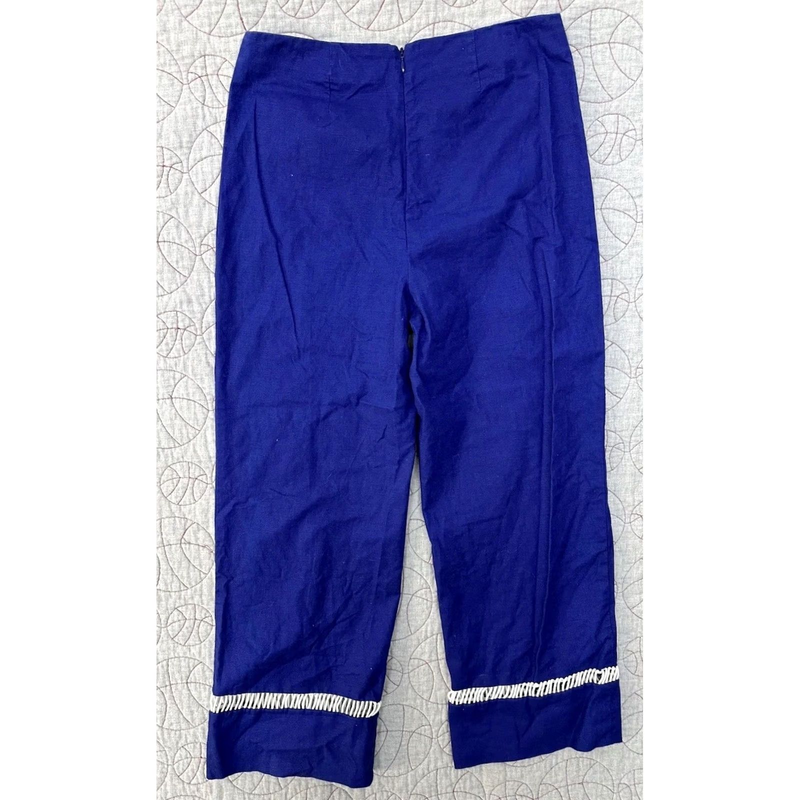 Staud STAUD Pine Pants Midnight Blue Cotton Linen Women’s 8 Regular Ankle Womens Size 30" / US 8 / IT 44 - 4 Thumbnail