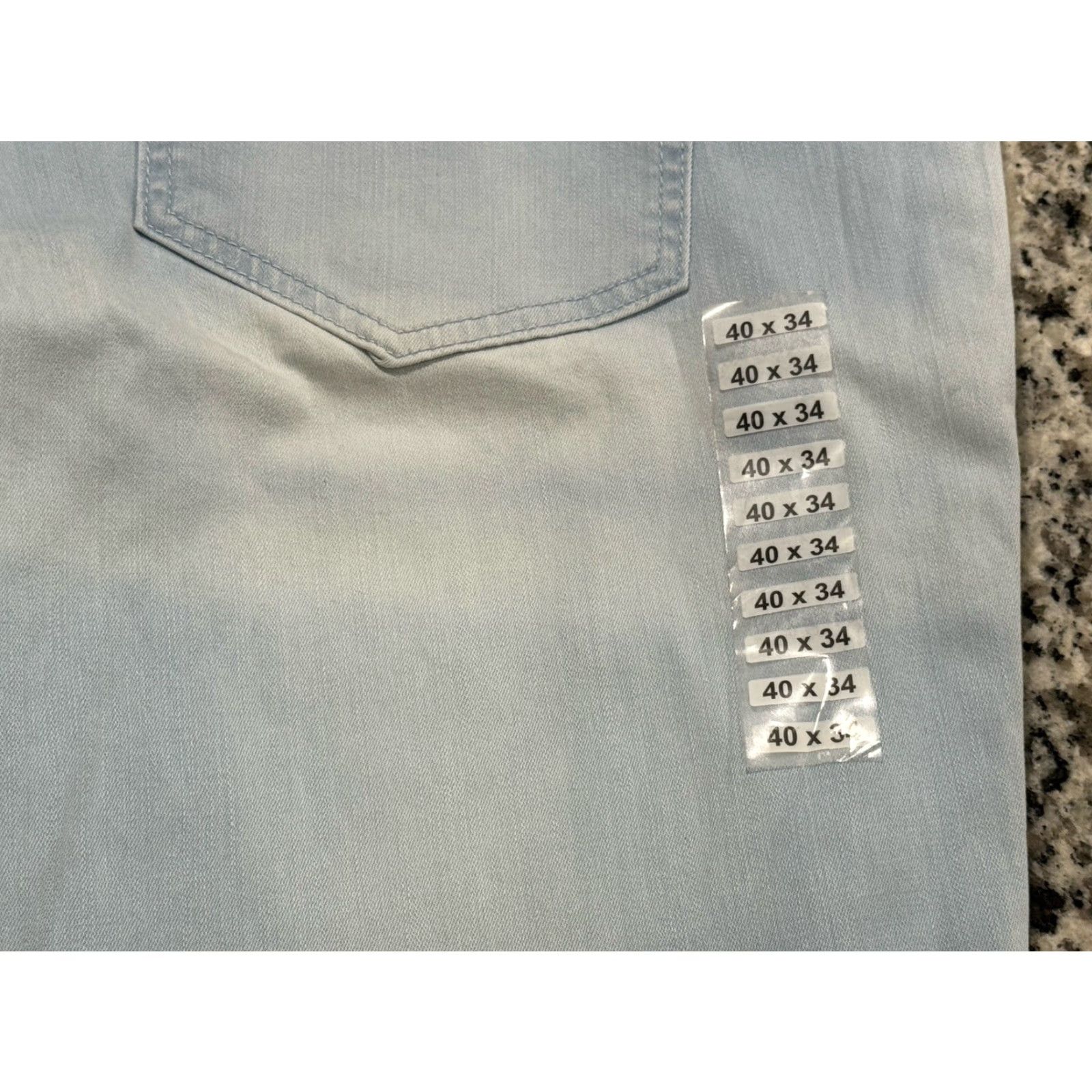 Denime Mugsy Jeans Straight 40x33.5 Lightest Blue Denim Regular Stretch Men 5-Pocket Zipper Button NM NWOT Size US 40 / EU 56 - 7 Thumbnail
