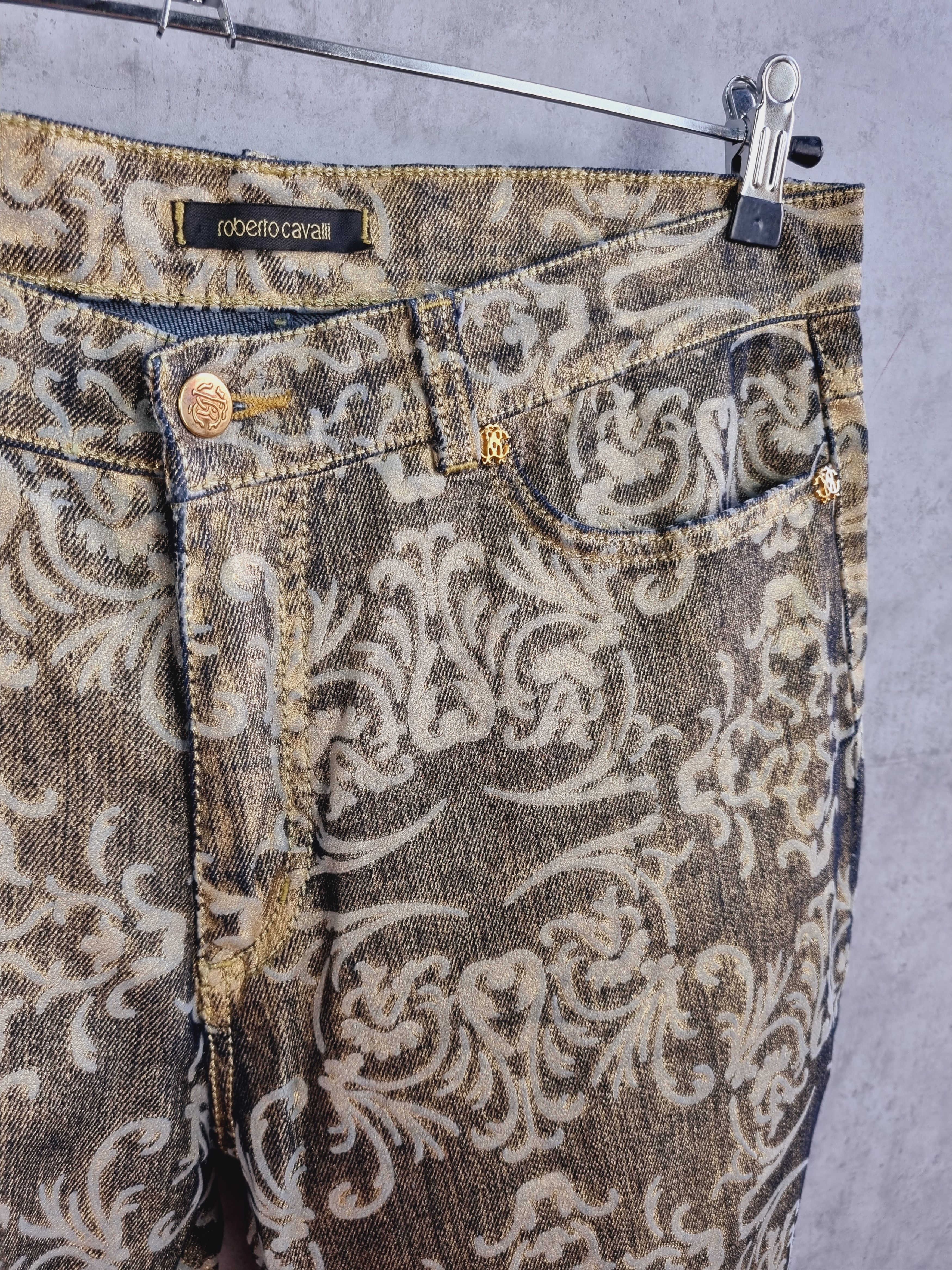 Roberto Cavalli Roberto Cavalli Golden Denim Art Design Exclusive Jeans Size US 33 - 9 Thumbnail