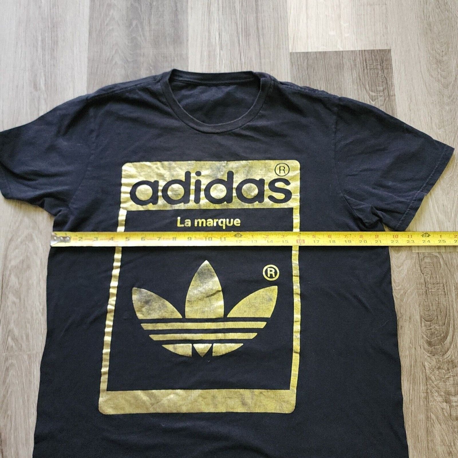 Adidas Adidas Men's Large Black/Gold La Marque Aux 3 Bandes T-Shirt Size US L / EU 52-54 / 3 - 2 Thumbnail