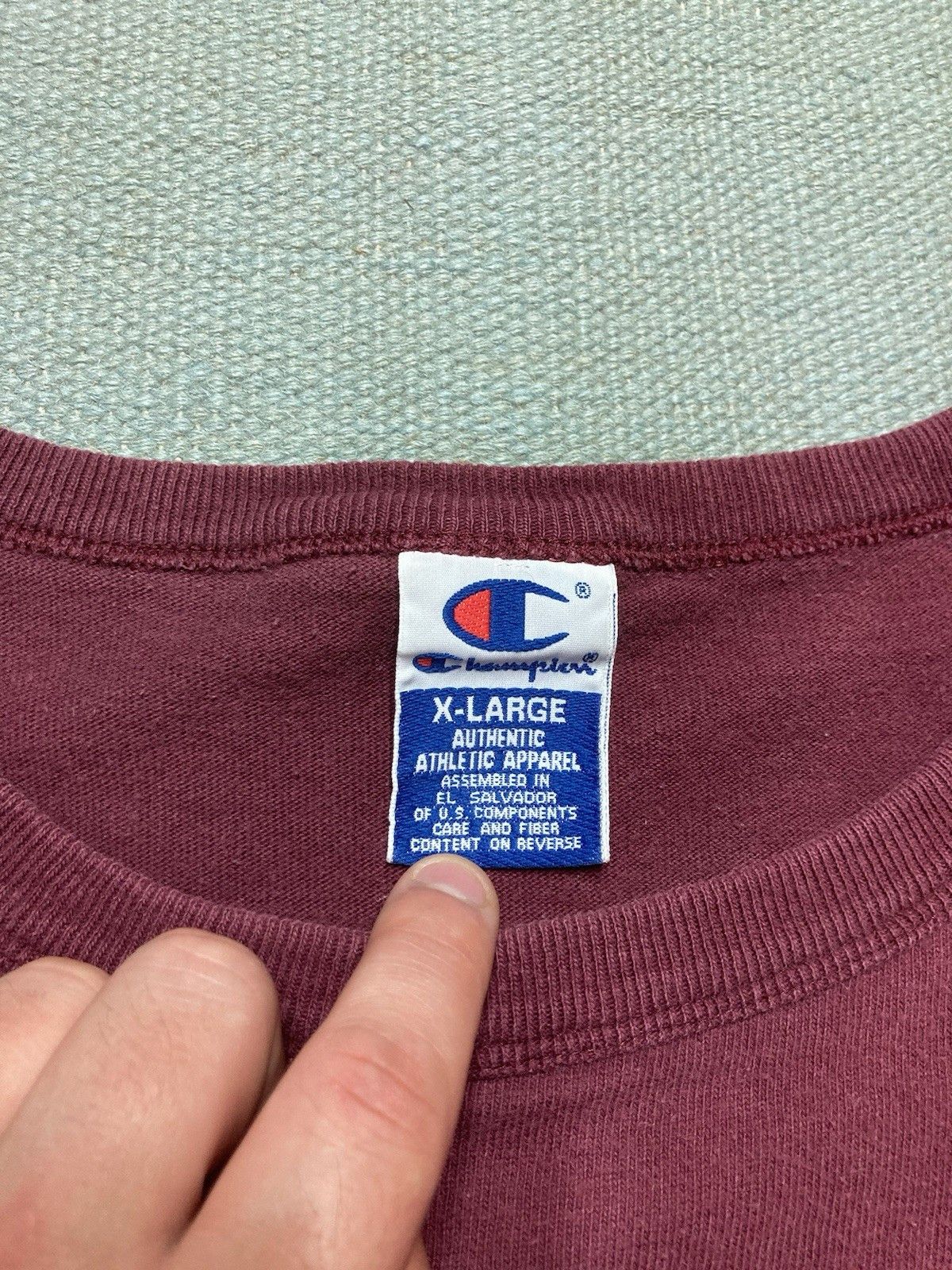 Vintage 90s champion t shirt blank maroon burgundy spell cotton XL Size US XL / EU 56 / 4 - 4 Thumbnail