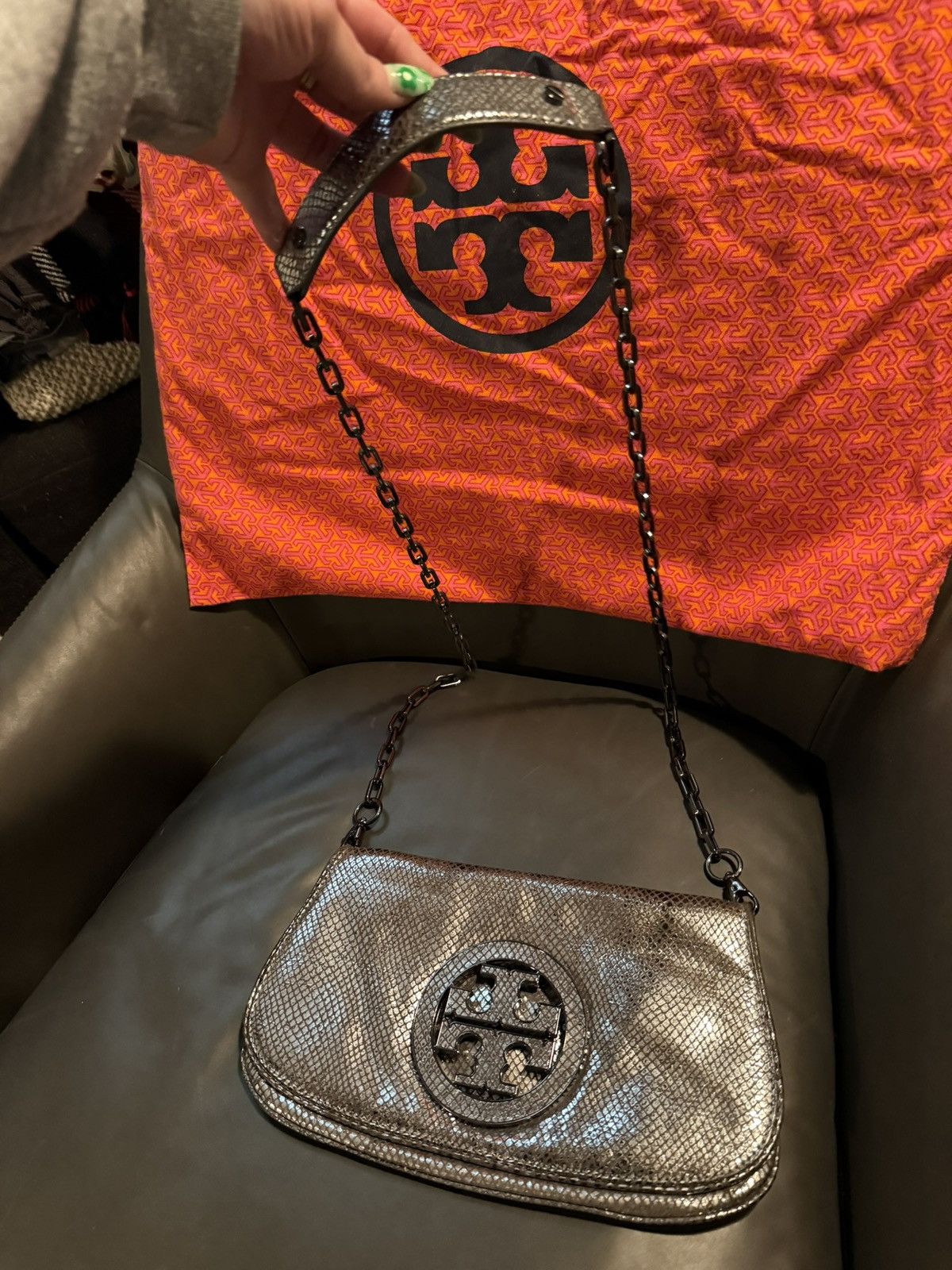 Tory Burch Tory Burch Silver Metallic Crossbody Bag Size ONE SIZE - 4 Thumbnail