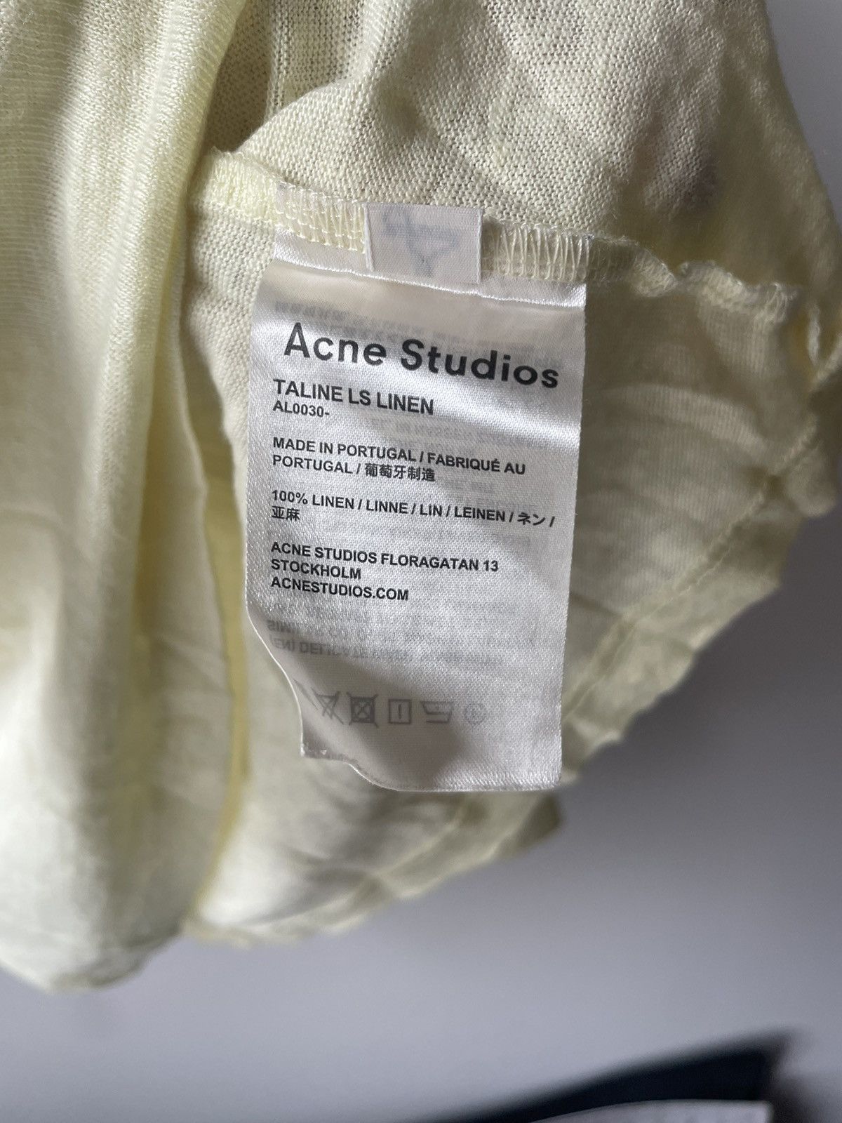 Acne Studios Yellow Linen Long Sleeve Sweater Top Size M / US 6-8 / IT 42-44 - 4 Thumbnail