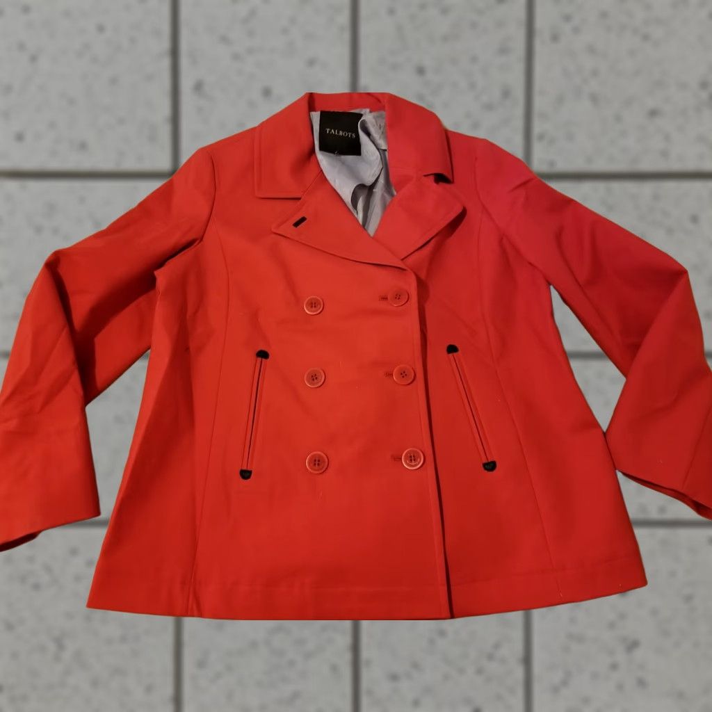 Talbots Womens Talbots Jacket 14 Red Pea Coat Cotton Coat Mens? Size XL / US 12-14 / IT 48-50 - 1 Thumbnail