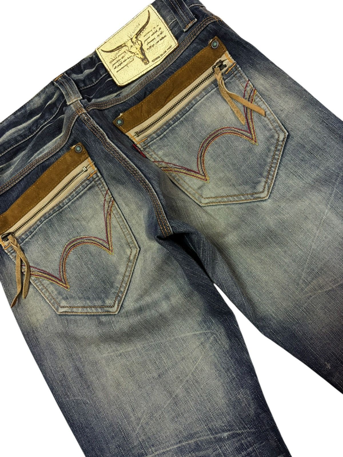 Edwin Vtg Edwin Blue Trip Japan 500 Flared Distressed Jeans Size US 31 - 6 Thumbnail