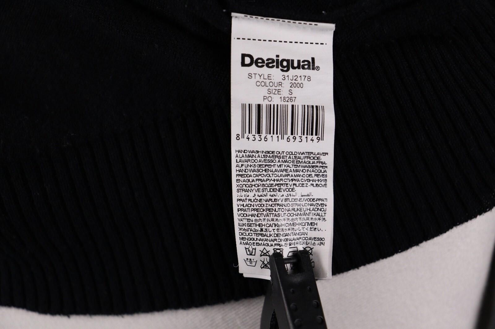 Designer Desigual Black Boat Neck Geometric Print Sweater Size S Size S / US 4 / IT 40 - 9 Thumbnail