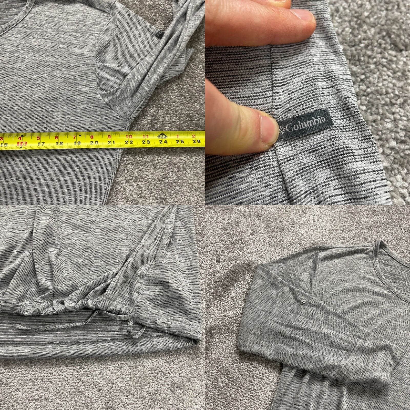 Vintage Columbia Shirt Women XL Gray Round Neck Roll Tab Sleeve Stretch Casual Outdoor Size XL / US 12-14 / IT 48-50 - 8 Thumbnail