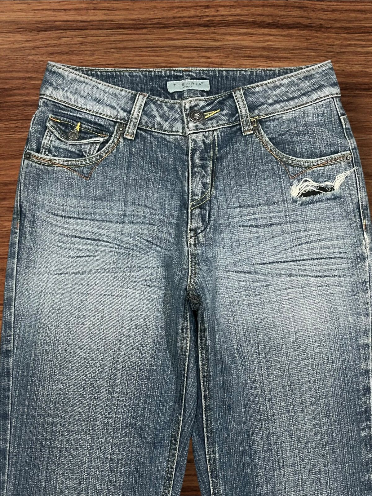 Japanese Brand Vintage Japanese Brand Blue Washed Distressed Flare Jeans Size 27" / US 4 / IT 40 - 4 Thumbnail