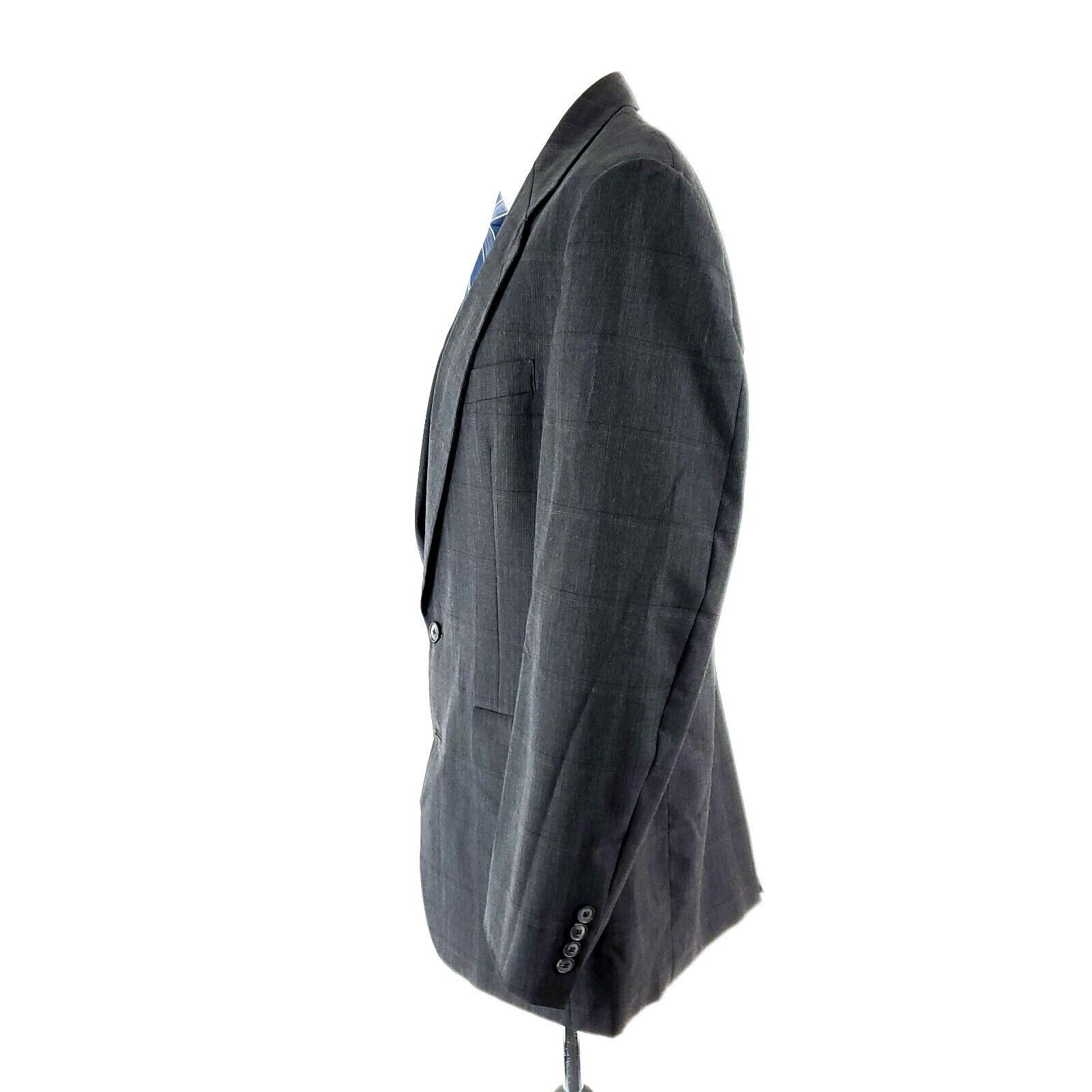 Hart Schaffner Marx Hart Schaffner Marx Wool 2 Button Blazer 40L Gray Plaid W/ P Size 40L - 4 Thumbnail