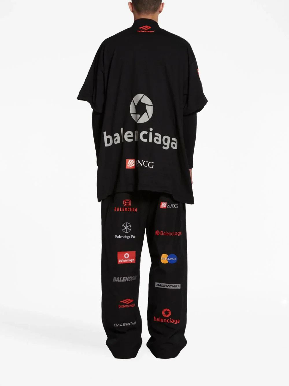 Balenciaga Black Top League Multi Logo Oversized T-Shirt Size US S / EU 44-46 / 1 - 4 Thumbnail