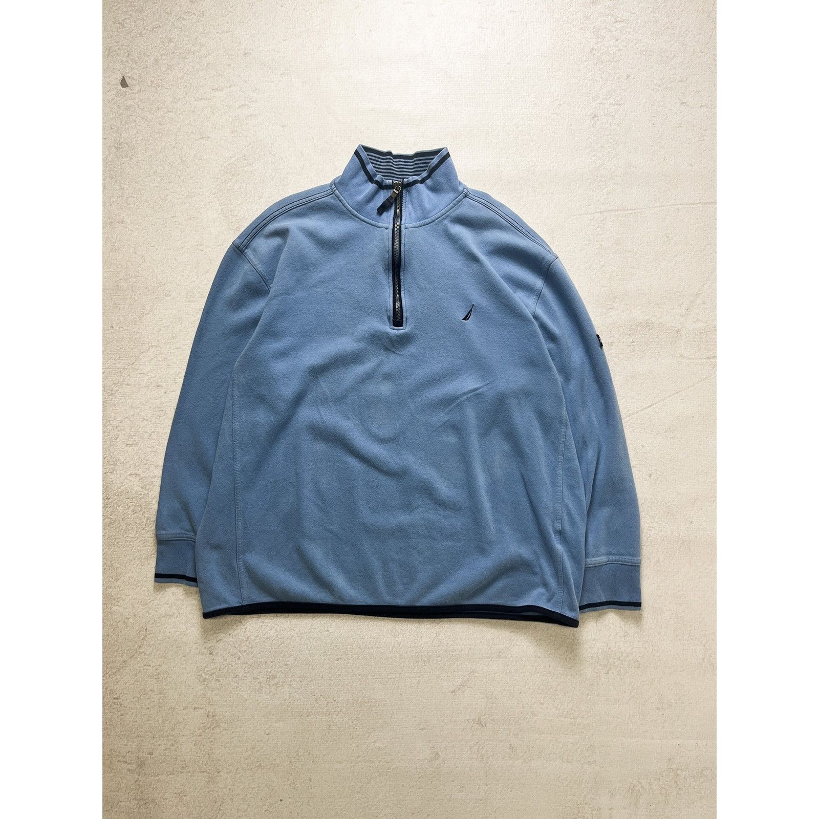 Nautica Vintage 90s Nautica Blue 1/4 Zip Sweatshirt - Women's Large Size L / US 10 / IT 46 - 1 Thumbnail