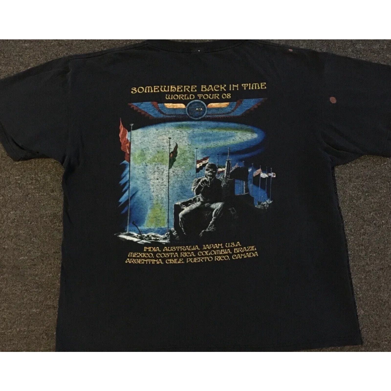 Vintage VINTAGE Iron Maiden Somewhere Back In Time Tour Shirt L Mens Black 2008 Grunge 90s Boxy Distressed World Tour Concert Shirt Size US L / EU 52-54 / 3 - 2 Thumbnail