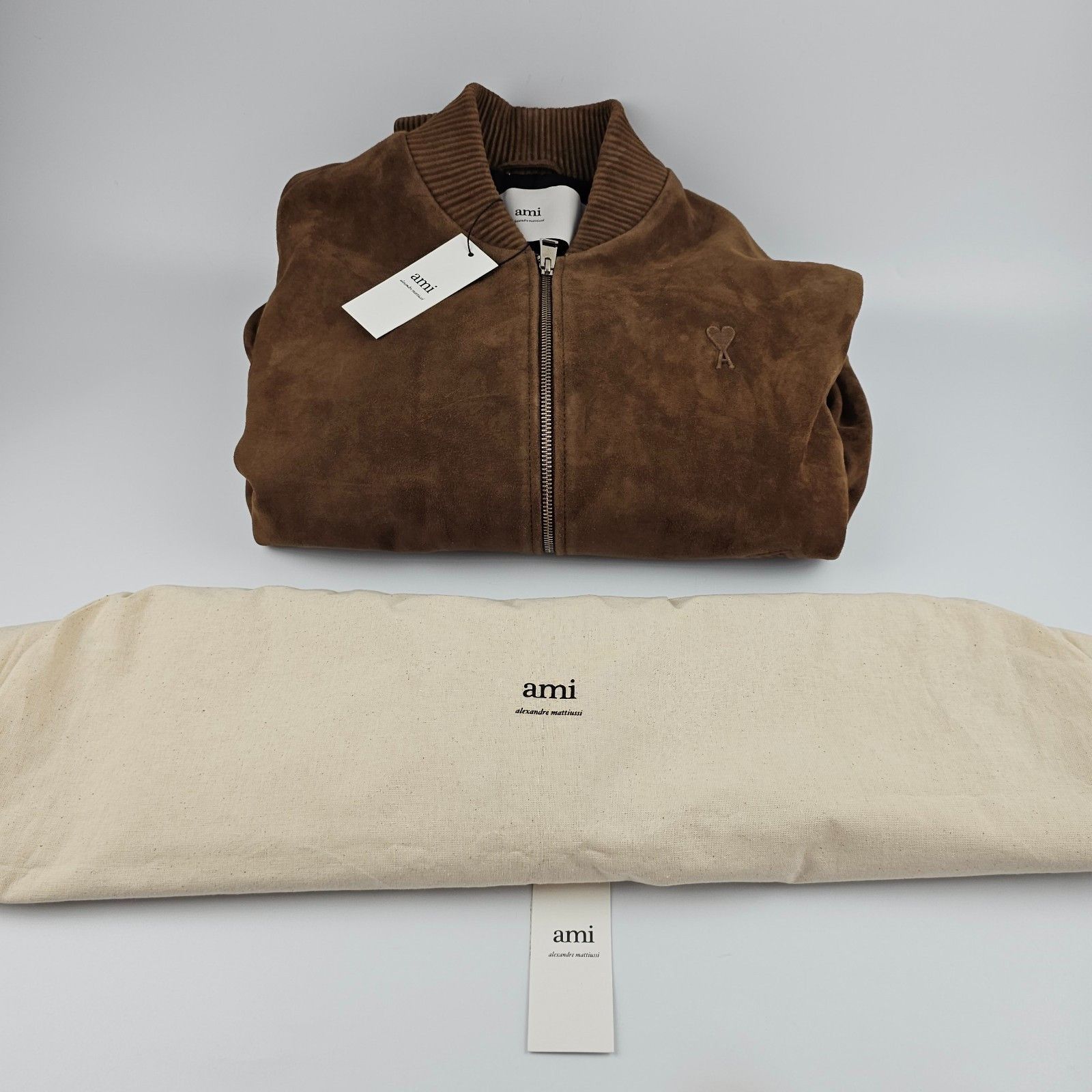 AMI AMI PARIS Brown Suede Bomber Jacket New & Authentic (Men's s Size US L / EU 52-54 / 3 - 3 Thumbnail
