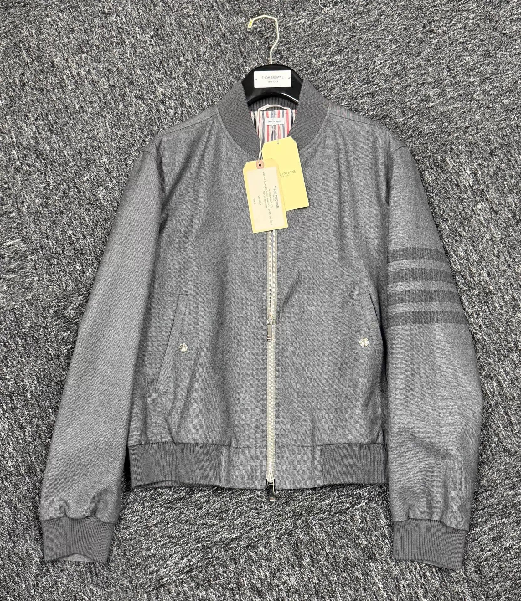 Thom Browne Thom Browne Dark Gray 4-Bar Wool Flight Jacket 3 Size US L / EU 52-54 / 3 - 3 Thumbnail