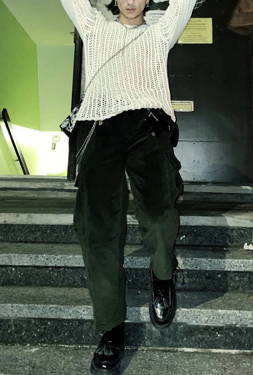 JW Anderson J. W. Anderson Double Hem Cargo Trousers Velvet Green Khaki Size US 31 - 3 Thumbnail